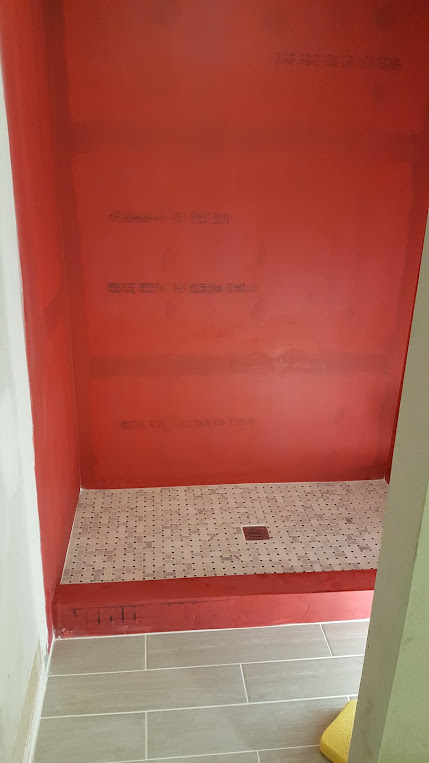 cece upstairs bathroom waterproof membrane showerpan tile