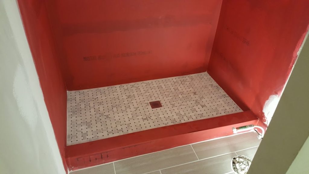 cece upstairs bathroom waterproof membrane showerpan tile2
