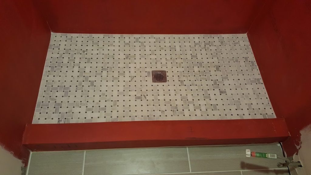 cece upstairs bathroom waterproof membrane showerpan tile3